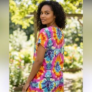 Mentally Exhausted cute as can be tie dyed romper!! New